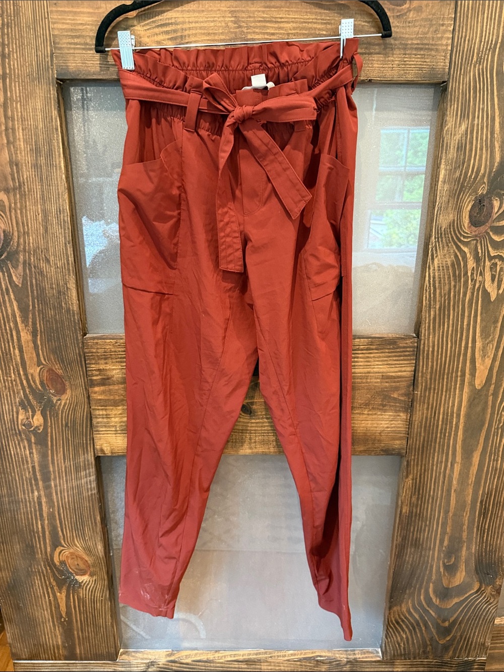 Women'sPaperbag Waist Pants - Rust